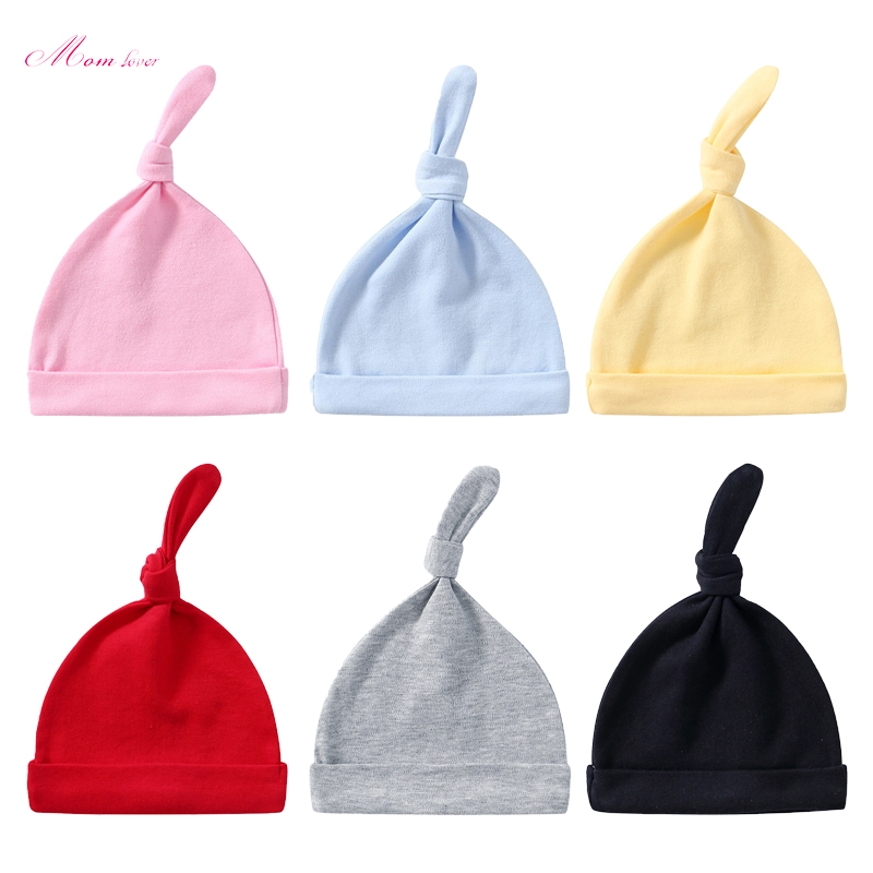 Chapeau tricoté en coton de couleur solide pour bébé