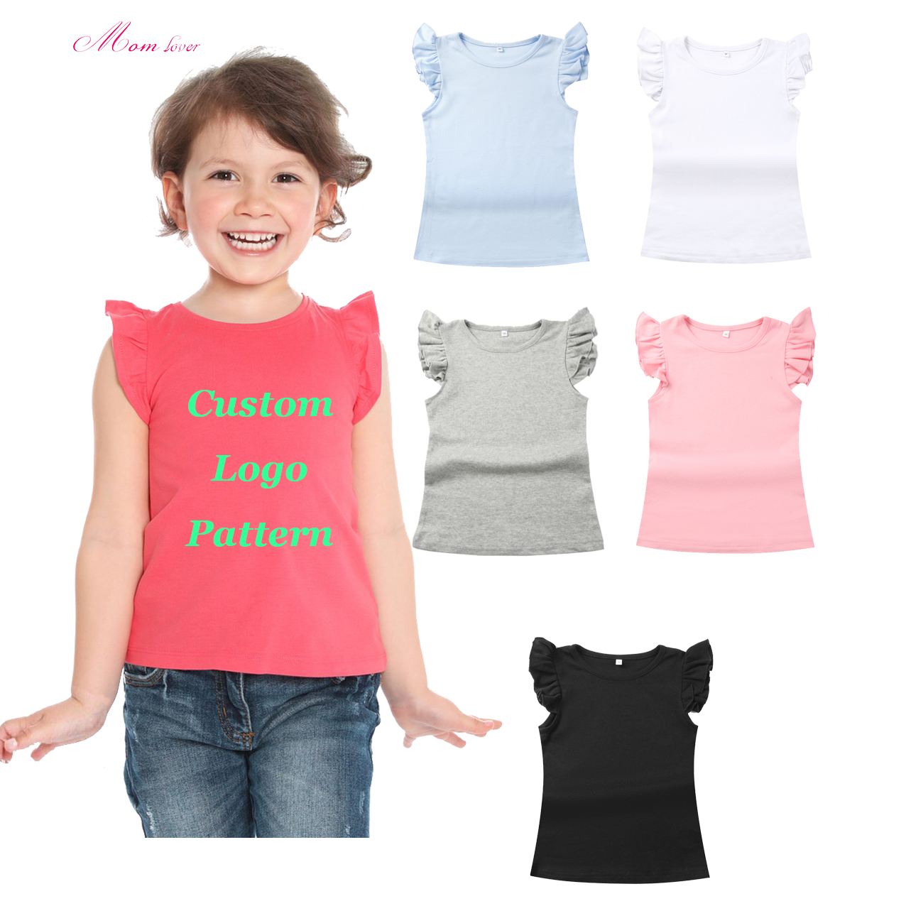 T-shirt à manchettes rondes Chemise d’été blanche T-shirts à manches courtes pour filles