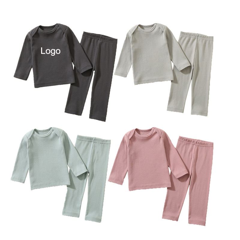 Coton O-neck Solid Coton Enfants Garçons Filles Vêtements