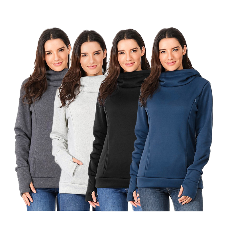 Top infirmier à capuchon imprimé en couleur solide