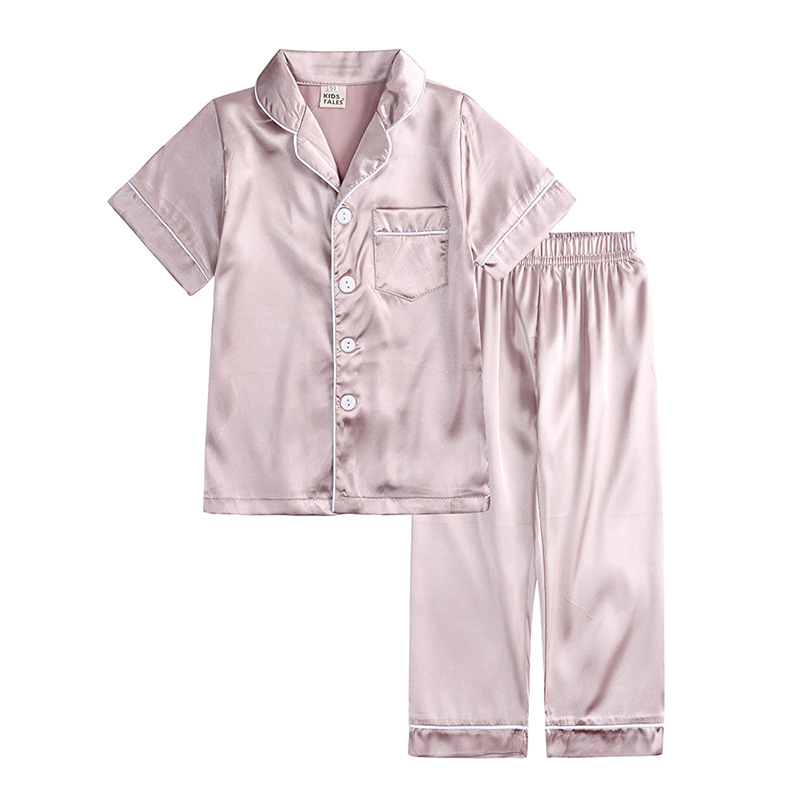 Logo personnalisé satin enfants’ Ensemble de pyjamas Multiple couleurs disponibles